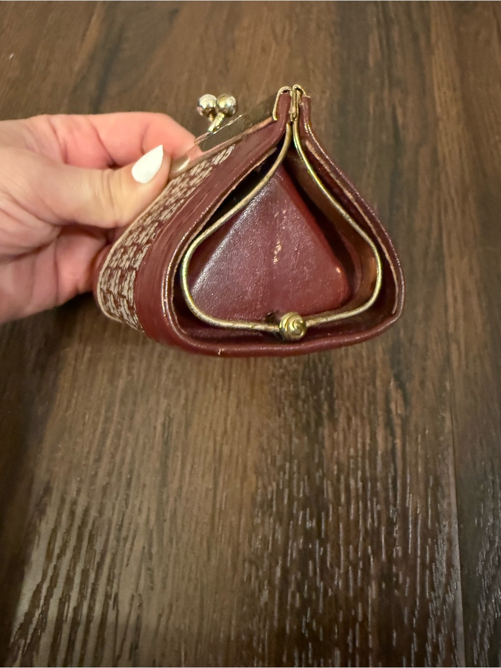 Vintage Christian Dior Oblique Coin Purse / Small Clutch – Bordeaux 🌸 - Picture 5 of 8